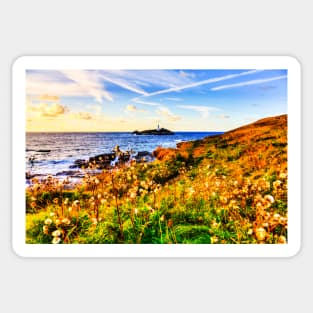 Godrevy Lighthouse Sunset Cornwall Sticker